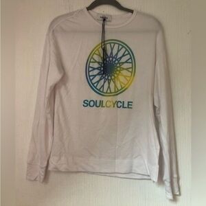 NWT Soulcycle Shirt Acid Wash Long Sleeve White Tee Shirt